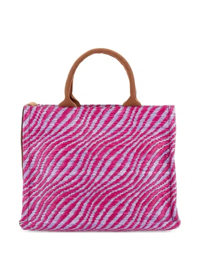 Marni Small Top-handles Wave-print Tote Bag In Pink