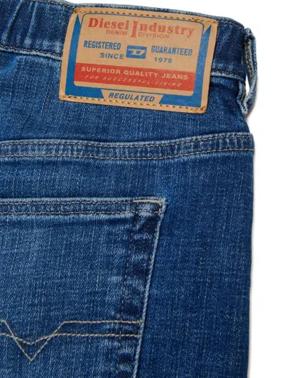 Diesel Washed Stitching Denim Shorts In Blue