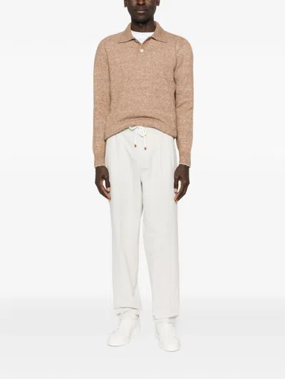 Brunello Cucinelli Drawstring Casual Pants In Neutral