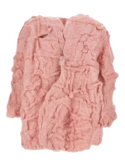 Daniela Gregis Mosaic Crew-neck Cardigan In Pink