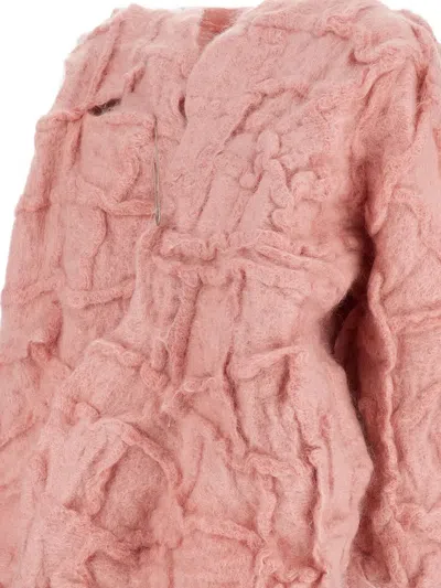 Daniela Gregis Mosaic Crew-neck Cardigan In Pink