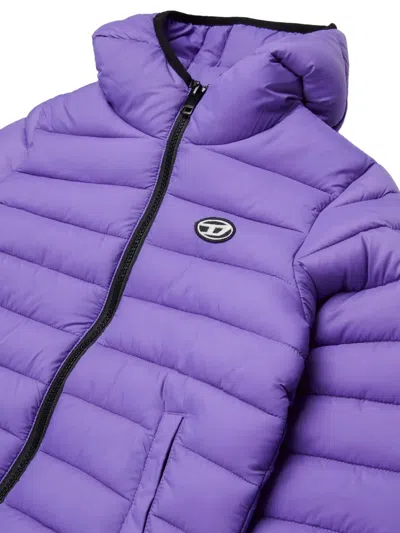 Diesel Padded Jacket With Printed Logo In Purple