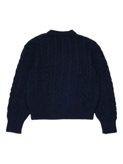 Dsquared2 Cable-knit Crewneck Pullover With Logo In Blue