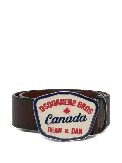 Dsquared2 Logo-buckle Leather Belt In Brown