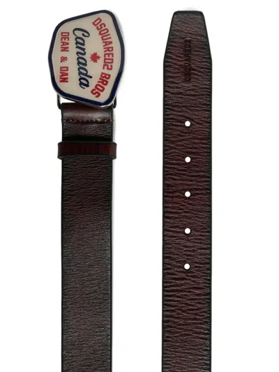 Dsquared2 Logo-buckle Leather Belt In Brown