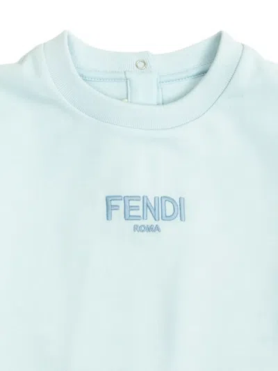 Fendi Logo Embroidered Sweater In Blue