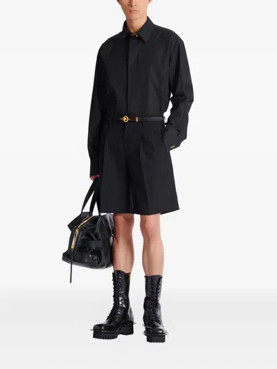 Balmain Long-sleeve Concealed-fastening Shirt In Black