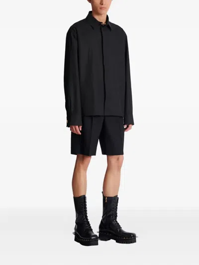 Balmain Long-sleeve Concealed-fastening Shirt In Black