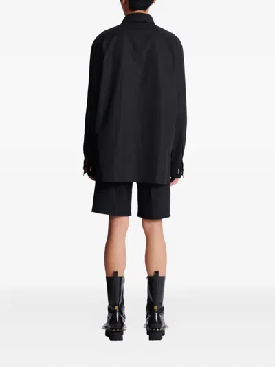 Balmain Long-sleeve Concealed-fastening Shirt In Black