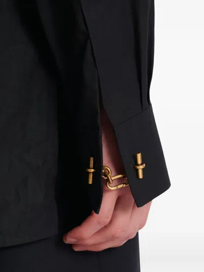 Balmain Long-sleeve Concealed-fastening Shirt In Black