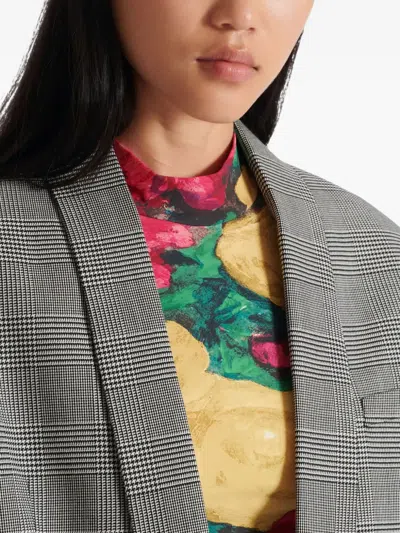 Balmain Prince Of Wales-check Cropped Jacket In Gray