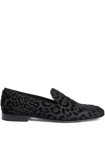 Roberto Cavalli Leopard Loafers In Black