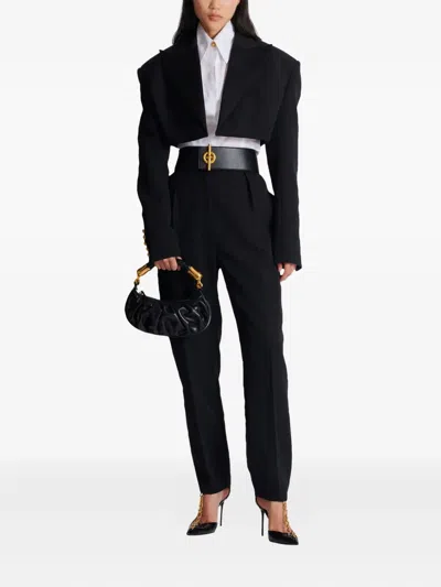 Balmain Grain-de-poudre Buttoned Jacket In Black