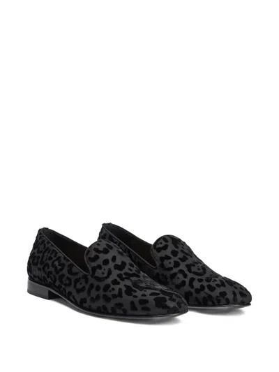 Roberto Cavalli Leopard Loafers In Black