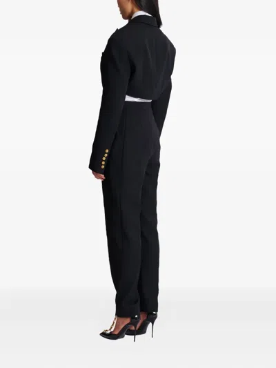 Balmain Grain-de-poudre Buttoned Jacket In Black