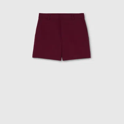 Gucci Wool Crêpe Shorts With Embroidery In Burgundy