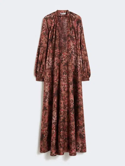 Max Mara Flared Printed Silk Dress In Multi