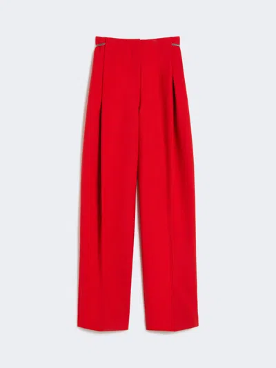 Max Mara Pleated Stretch Wool Trousers In Red