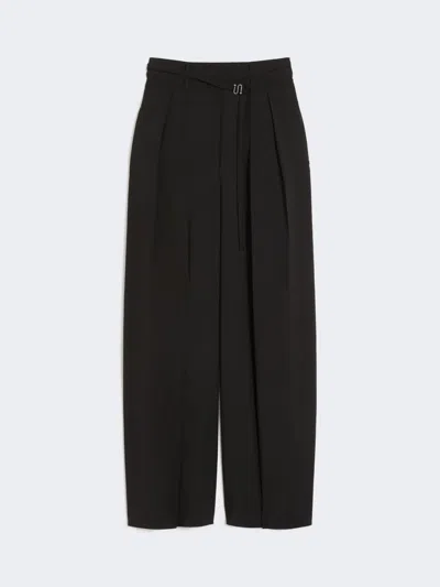 Max Mara Wide-fit Stretch Wool Trousers In Black