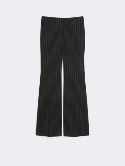 Max Mara Flared Pinstripe Wool Trousers In Black