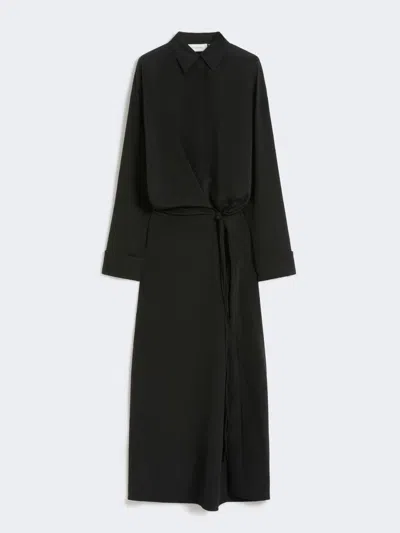 Max Mara Stretch Silk Shirt Dress In Black