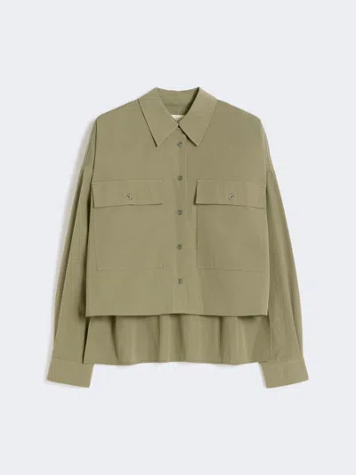 Max Mara Asymmetrical Washed Cotton Shirt In Green
