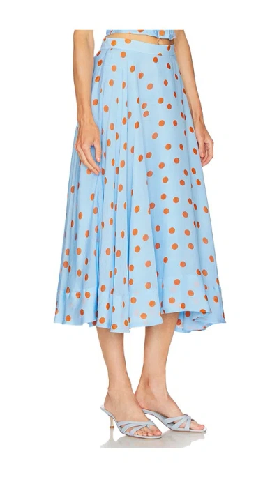 Astr The Label Janie Polka Dot Midi Skirt In Blue