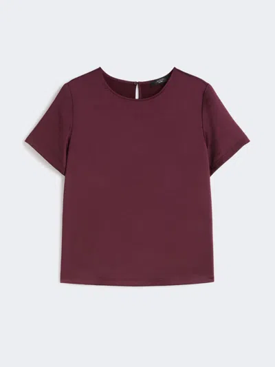 Max Mara Satin And Jersey T-shirt In Burgundy