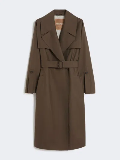 Max Mara Belted Water-repellent Twill Trench Coat In Brown