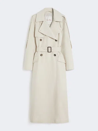 Max Mara Wide Water-repellent Twill Trench Coat In White