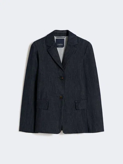 Max Mara Single-breasted Stretch Denim Jacket In Blue