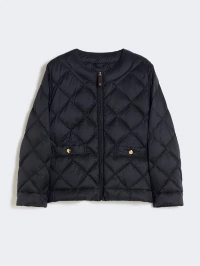 Max Mara Short Water-repellent Canvas Padded Jacket In Black