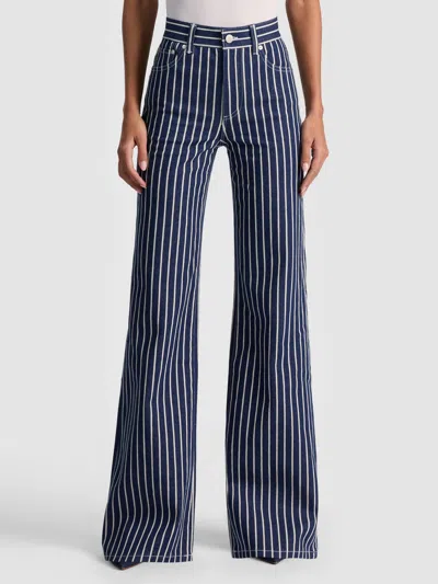 Alice And Olivia Chic Striped Jean In Blue