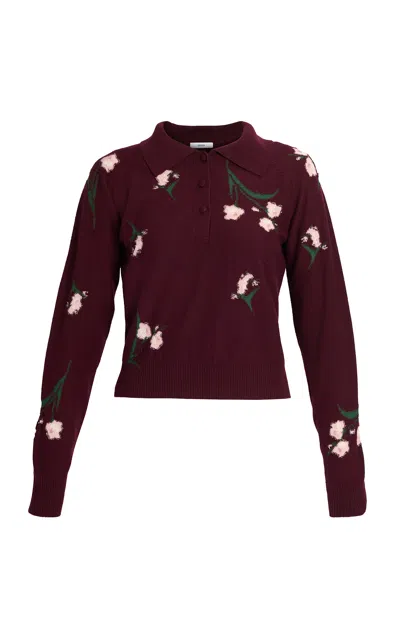 Erdem Merino Wool Floral Knit Jumper In Brown