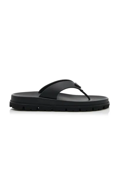 Prada Eva Slides With Triangle Logo In Black