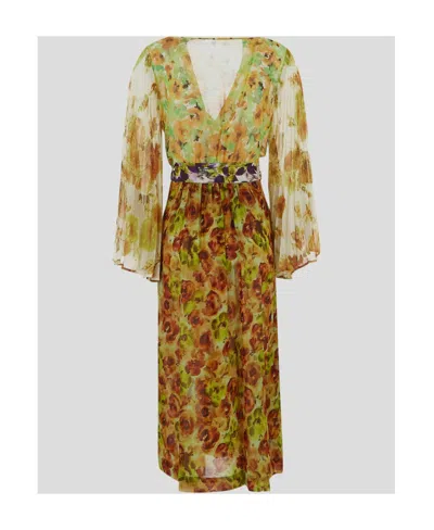 Dries Van Noten V-neck Dress In Green