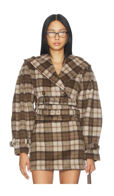 Afrm The Crop Trench Jacket In Brown