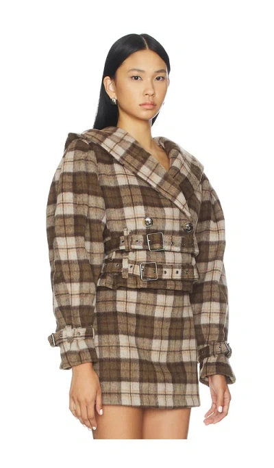 Afrm The Crop Trench Jacket In Brown