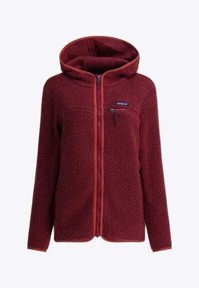 Patagonia Retro Pile Fleece Hooded Jacket In Burgundy
