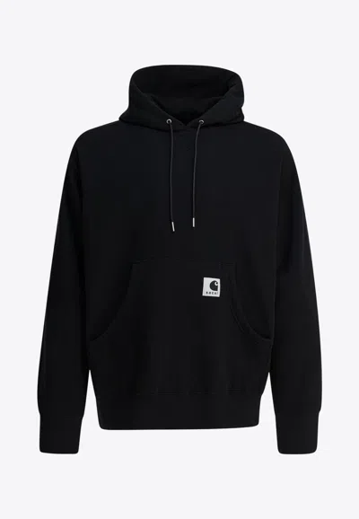 Sacai X Carhartt Wip Logo Patch Hooded Sweatshirt In Black