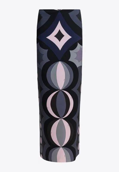 Pucci Printed Stretch-scuba Maxi Skirt In Black