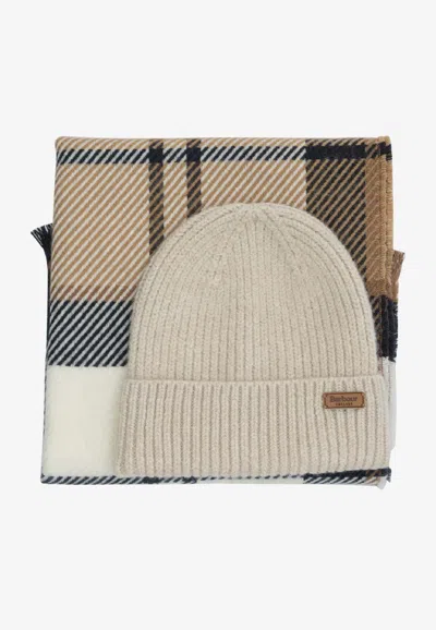 Barbour Pendle Beanie And Blair Scarf Gift Set In Sand
