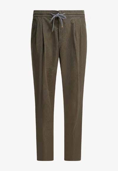 Brunello Cucinelli Drawstring Waist Corduroy Trousers And Pockets In Brown