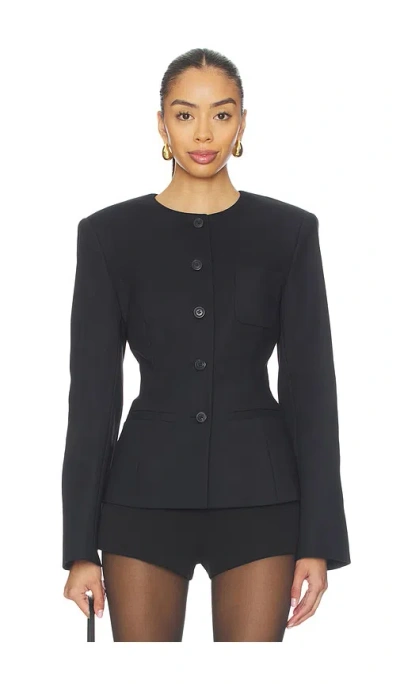Eaves Mai Compact Suiting Blazer In Black
