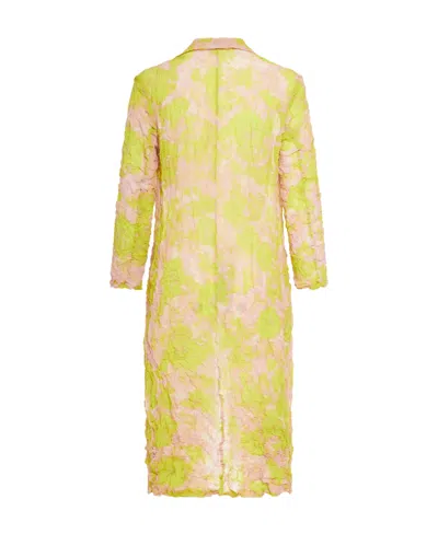 Dries Van Noten Logo Long Coat In Yellow