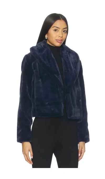 Blanknyc Cropped Faux Fur Coat In Blue