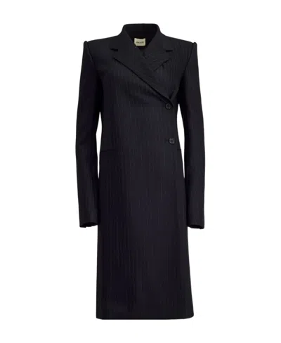 Khaite The Kento Striped-print Coat In Black