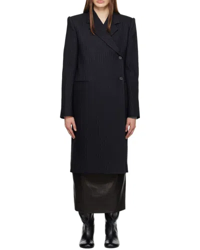 Khaite The Kento Striped-print Coat In Black
