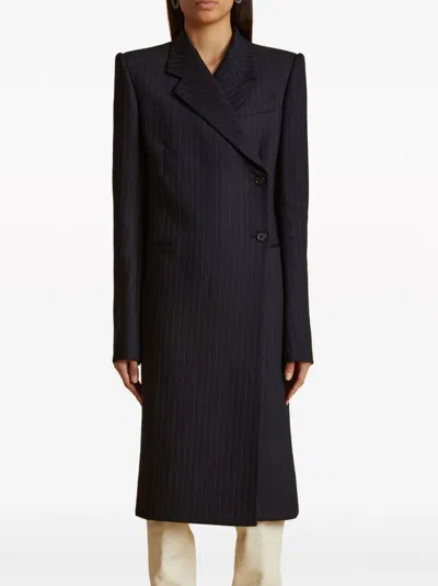 Khaite The Kento Striped-print Coat In Black