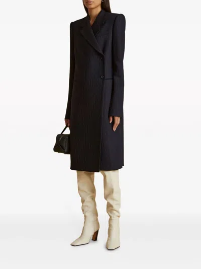 Khaite The Kento Striped-print Coat In Black